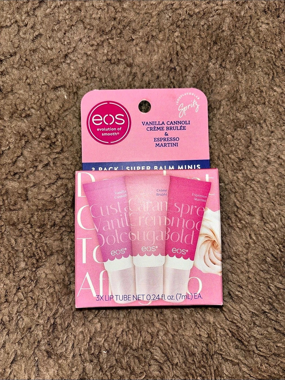eos Super Balm Minis Vanilla Cannoli, Crème Brûlée & Espresso Martini 3-Pack